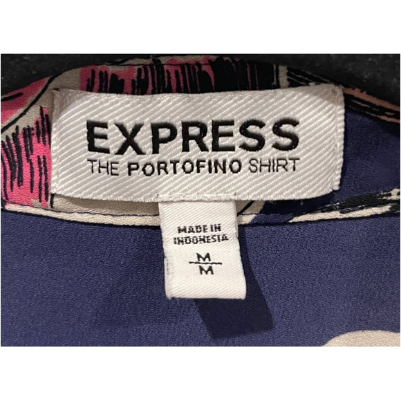 EXPRESS Navy Floral Long Sleeve Blouse - Picture 3 of 5